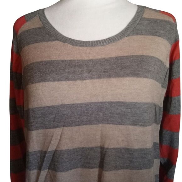 C&C California Women's Striped Henley Sweater Wool Cashmere Blend Size Medium - Picture 3 of 8